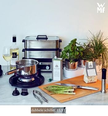Aanbiedingen Wmf kitchen minis dubbele schiller - WMF - Geldig van 12/04/2019 tot 30/04/2019 bij De Bijenkorf