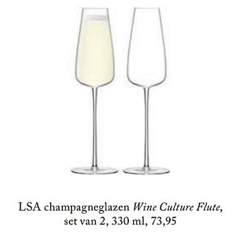 Aanbiedingen Champagneglazen wine culture flute - LSA - Geldig van 26/02/2019 tot 01/07/2019 bij De Bijenkorf