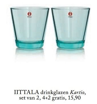 Aanbiedingen Drinkglazen kartio - Iittala - Geldig van 26/02/2019 tot 01/07/2019 bij De Bijenkorf