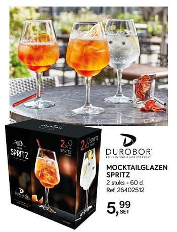 Aanbiedingen Mocktailglazen spritz - Durobor - Geldig van 30/04/2019 tot 28/05/2019 bij Supra Bazar
