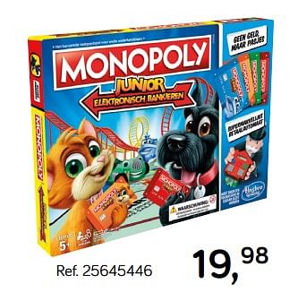 Aanbiedingen Monopoly junior elektronisch bankieren - Hasbro - Geldig van 30/04/2019 tot 28/05/2019 bij Supra Bazar