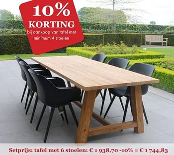 Aanbiedingen Setprijs: tafel met 6 stoelen - Huismerk - Multi Bazar - Geldig van 09/05/2019 tot 31/08/2019 bij Multi Bazar