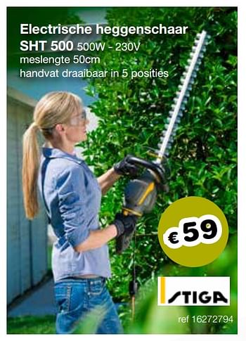 Aanbiedingen Stiga electrische heggenschaar sht 500 500w - Stiga - Geldig van 13/05/2019 tot 26/05/2019 bij Europoint