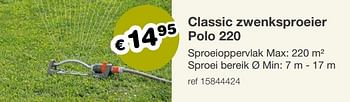 Aanbiedingen Classic zwenksproeier polo 220 - Gardena - Geldig van 13/05/2019 tot 26/05/2019 bij Europoint