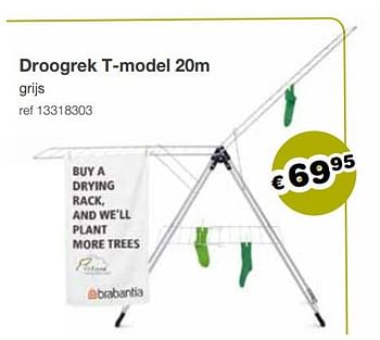 Aanbiedingen Droogrek t-model 20m - Brabantia - Geldig van 13/05/2019 tot 26/05/2019 bij Europoint