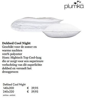 Aanbiedingen Dekbed cool night - Plumka - Geldig van 09/05/2019 tot 31/08/2019 bij Multi Bazar