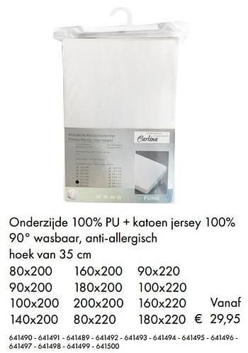 Aanbiedingen Onderzijde 100% pu + katoen jersey 100% 90° wasbaar, anti-allergisch - Carlina  - Geldig van 09/05/2019 tot 31/08/2019 bij Multi Bazar