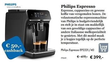 Aanbiedingen Philips espresso ep2221-40 - Philips - Geldig van 09/05/2019 tot 31/08/2019 bij Multi Bazar