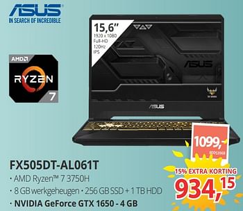 Aanbiedingen Asus fx505dt-al061t - Asus - Geldig van 20/05/2019 tot 09/06/2019 bij Paradigit