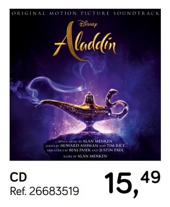 Aanbiedingen Disney aladdin cd - Disney - Geldig van 28/05/2019 tot 25/06/2019 bij Supra Bazar