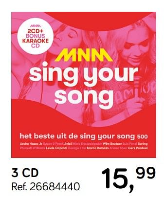 Aanbiedingen Mnm sing your song 3 cd - MNM - Geldig van 28/05/2019 tot 25/06/2019 bij Supra Bazar