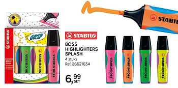 Aanbiedingen Boss highlighters splash - Stabilo - Geldig van 28/05/2019 tot 25/06/2019 bij Supra Bazar
