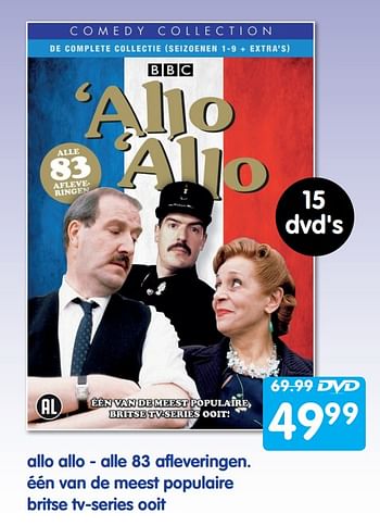 Aanbiedingen Allo allo - alle 83 afleveringen. één van de meest populaire britse tv-series ooit - Huismerk - Boekenvoordeel - Geldig van 24/05/2019 tot 01/06/2019 bij Boekenvoordeel