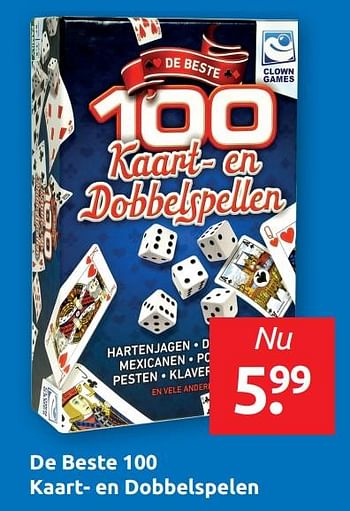 Aanbiedingen De beste 100 kaart- en dobbelspelen - Clown Games - Geldig van 24/05/2019 tot 01/06/2019 bij Boekenvoordeel