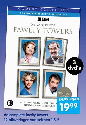 Aanbiedingen De complete fawlty towers 12 afleveringen van seizoen 1 + 2 - Huismerk - Boekenvoordeel - Geldig van 24/05/2019 tot 01/06/2019 bij Boekenvoordeel