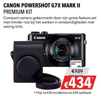 Aanbiedingen Canon powershot g7x mark ii premium kit - Canon - Geldig van 27/05/2019 tot 09/06/2019 bij Kamera Express