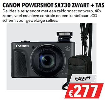 Aanbiedingen Canon powershot sx730 zwart + tas - Canon - Geldig van 27/05/2019 tot 09/06/2019 bij Kamera Express