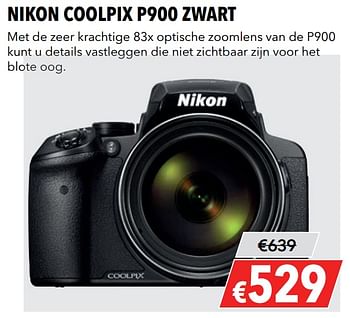 Aanbiedingen Nikon coolpix p900 zwart - Nikon - Geldig van 27/05/2019 tot 09/06/2019 bij Kamera Express