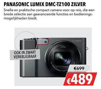 Aanbiedingen Panasonic lumix dmc-tz100 zilver - Panasonic - Geldig van 27/05/2019 tot 09/06/2019 bij Kamera Express