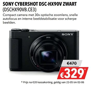 Aanbiedingen Sony cybershot dsc-hx90v zwart (dschx90vb.ce3) - Sony - Geldig van 27/05/2019 tot 09/06/2019 bij Kamera Express