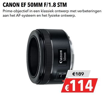 Aanbiedingen Canon ef 50mm f-1.8 stm - Canon - Geldig van 27/05/2019 tot 09/06/2019 bij Kamera Express