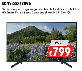 Aanbiedingen Ultra hd smart tv van sony 65xf7096 - Smart - Geldig van 27/05/2019 tot 09/06/2019 bij Kamera Express