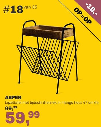 Aanbiedingen Aspen bijzettafel met tijdschriftenrek in mango hout 4 - Huismerk - Trendhopper - Geldig van 27/05/2019 tot 23/06/2019 bij Trendhopper