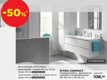 Aanbiedingen Mitra compact meubelopstelling - glanzend wit wastafel in composietmarmer - Balmani - Geldig van 03/06/2019 tot 30/06/2019 bij X2O