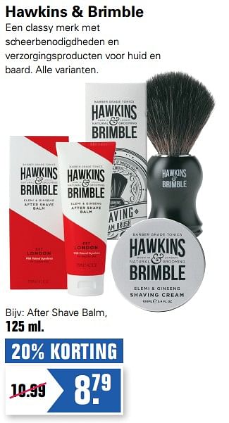 Aanbiedingen After shave balm - Hawkins &amp; Brimble - Geldig van 02/06/2019 tot 15/06/2019 bij De Online Drogist