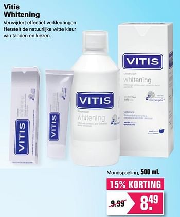 Aanbiedingen Vitis whitening mondspoeling - Vitis - Geldig van 02/06/2019 tot 15/06/2019 bij De Online Drogist