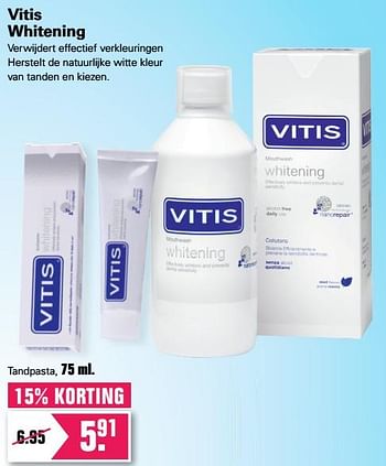 Aanbiedingen Vitis whitening tandpasta - Vitis - Geldig van 02/06/2019 tot 15/06/2019 bij De Online Drogist