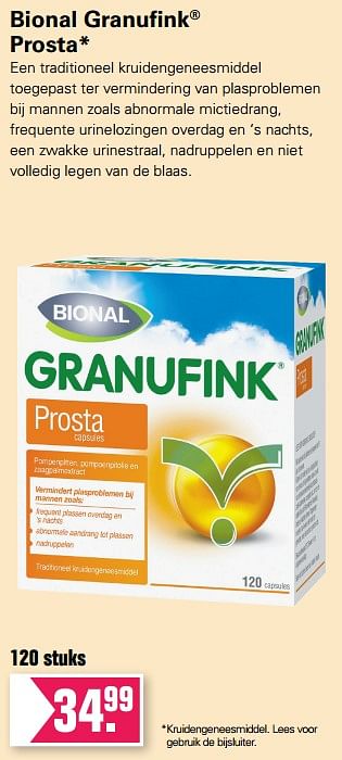 Aanbiedingen Bional granufink prosta - Bional - Geldig van 02/06/2019 tot 15/06/2019 bij De Online Drogist