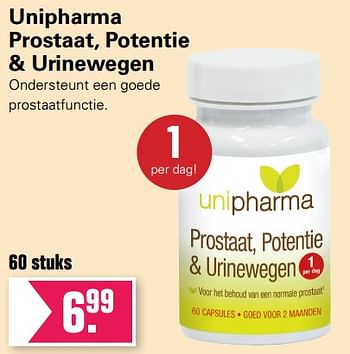 Aanbiedingen Unipharma prostaat, potentie + urinewegen - Unipharma - Geldig van 02/06/2019 tot 15/06/2019 bij De Online Drogist