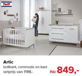 Aanbiedingen Artic ledikant, commode en kast setprijs - TWF - Geldig van 03/06/2019 tot 29/06/2019 bij Baby-Dump