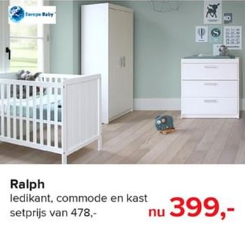 Aanbiedingen Ralph ledikant, commode en kast setprijs - Europe baby - Geldig van 03/06/2019 tot 29/06/2019 bij Baby-Dump
