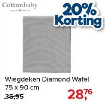 Aanbiedingen Wiegdeken diamond wafel - Cottonbaby  - Geldig van 03/06/2019 tot 29/06/2019 bij Baby-Dump