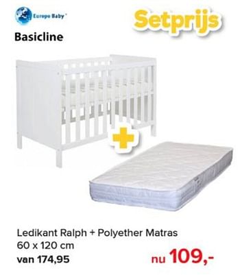 Aanbiedingen Ledikant ralph + polyether matras - Europe baby - Geldig van 03/06/2019 tot 29/06/2019 bij Baby-Dump
