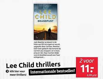 Aanbiedingen Lee child thrillers - Huismerk - Boekenvoordeel - Geldig van 14/06/2019 tot 22/06/2019 bij Boekenvoordeel