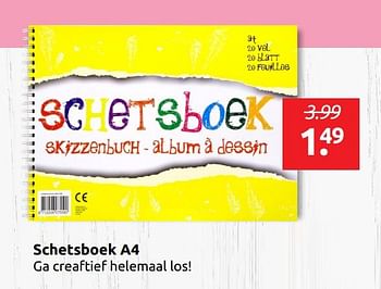 Aanbiedingen Schetsboek a4 ga creaftief helemaal los! - Huismerk - Boekenvoordeel - Geldig van 14/06/2019 tot 22/06/2019 bij Boekenvoordeel