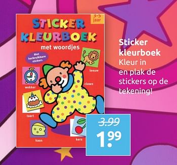 Aanbiedingen Sticker kleurboek - Huismerk - Boekenvoordeel - Geldig van 14/06/2019 tot 22/06/2019 bij Boekenvoordeel