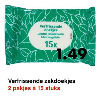 Aanbiedingen Verfrissende zakdoekjes - Huismerk - Wibra - Geldig van 17/06/2019 tot 29/06/2019 bij Wibra