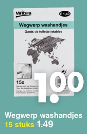 Aanbiedingen Wegwerp washandjes - Huismerk - Wibra - Geldig van 17/06/2019 tot 29/06/2019 bij Wibra