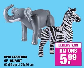 Aanbiedingen Opblaaszebra of -olifant - Huismerk - Big Bazar - Geldig van 17/06/2019 tot 29/06/2019 bij Big Bazar