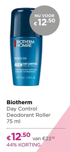 Aanbiedingen Biotherm day control deodorant roller - Biotherm - Geldig van 17/06/2019 tot 14/07/2019 bij Ici Paris XL