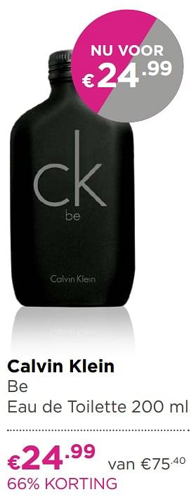 Aanbiedingen Calvin klein be eau de toilette - Calvin Klein - Geldig van 17/06/2019 tot 14/07/2019 bij Ici Paris XL