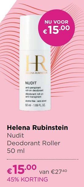 Aanbiedingen Helena rubinstein nudit deodorant roller - Helena - Geldig van 17/06/2019 tot 14/07/2019 bij Ici Paris XL