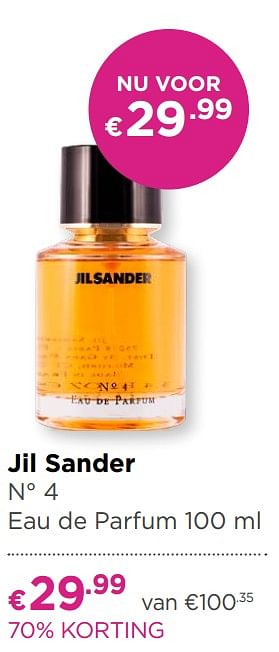 Aanbiedingen Jil sander n 4 eau de parfum - Jil Sander - Geldig van 17/06/2019 tot 14/07/2019 bij Ici Paris XL