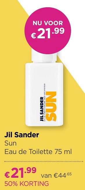 Aanbiedingen Jil sander sun eau de toilette - Jil Sander - Geldig van 17/06/2019 tot 14/07/2019 bij Ici Paris XL
