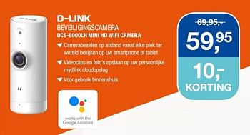 Aanbiedingen D-link beveiligingscamera dcs-8000lh mini hd wifi camera - D-Link - Geldig van 17/06/2019 tot 30/06/2019 bij Electro World
