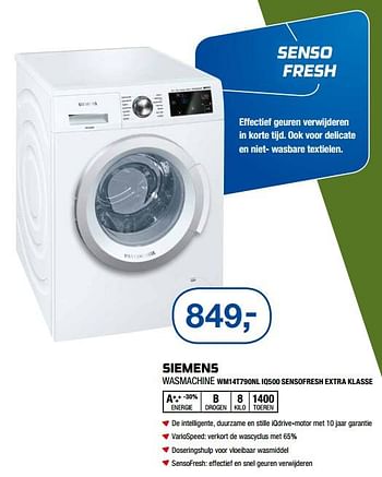 Aanbiedingen Siemens wasmachine wm14t790nl iq500 sensofresh extra klasse - Siemens - Geldig van 17/06/2019 tot 30/06/2019 bij Electro World